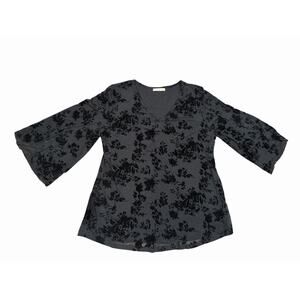 Womens Black Sheer Velvet Burnout Tunic Top S Whimsigoth Black Fairy Grunge Goth